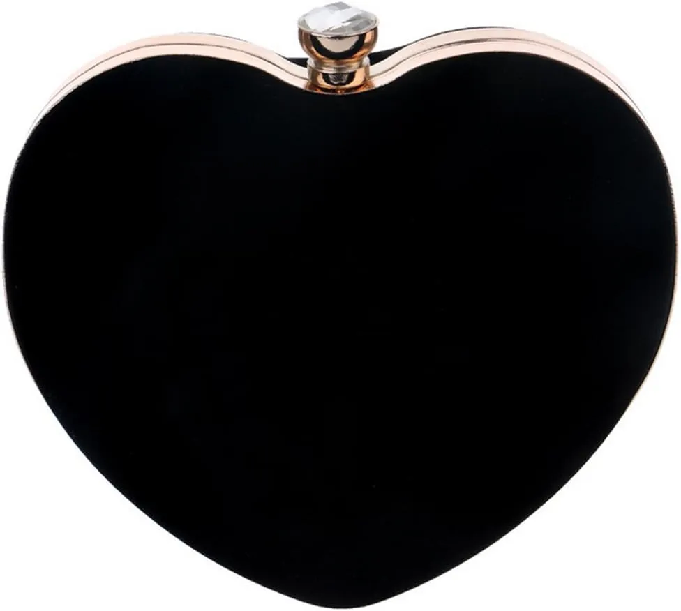 Women Heart Shaped Handbag Mini Clutch Chain Purse Chic Shoulder Bag Evening Tote