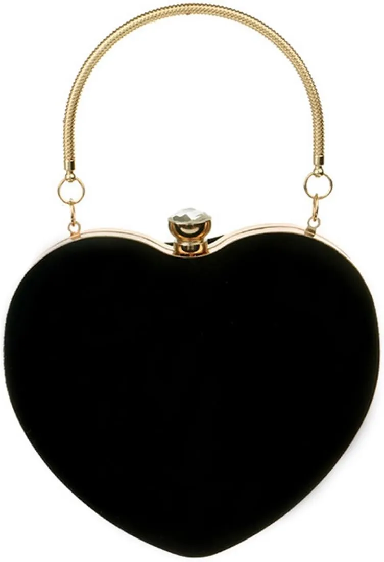 Women Heart Shaped Handbag Mini Clutch Chain Purse Chic Shoulder Bag Evening Tote