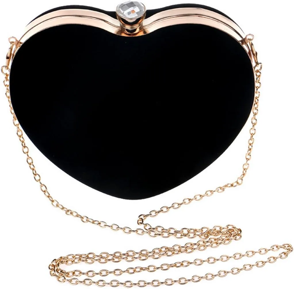 Women Heart Shaped Handbag Mini Clutch Chain Purse Chic Shoulder Bag Evening Tote