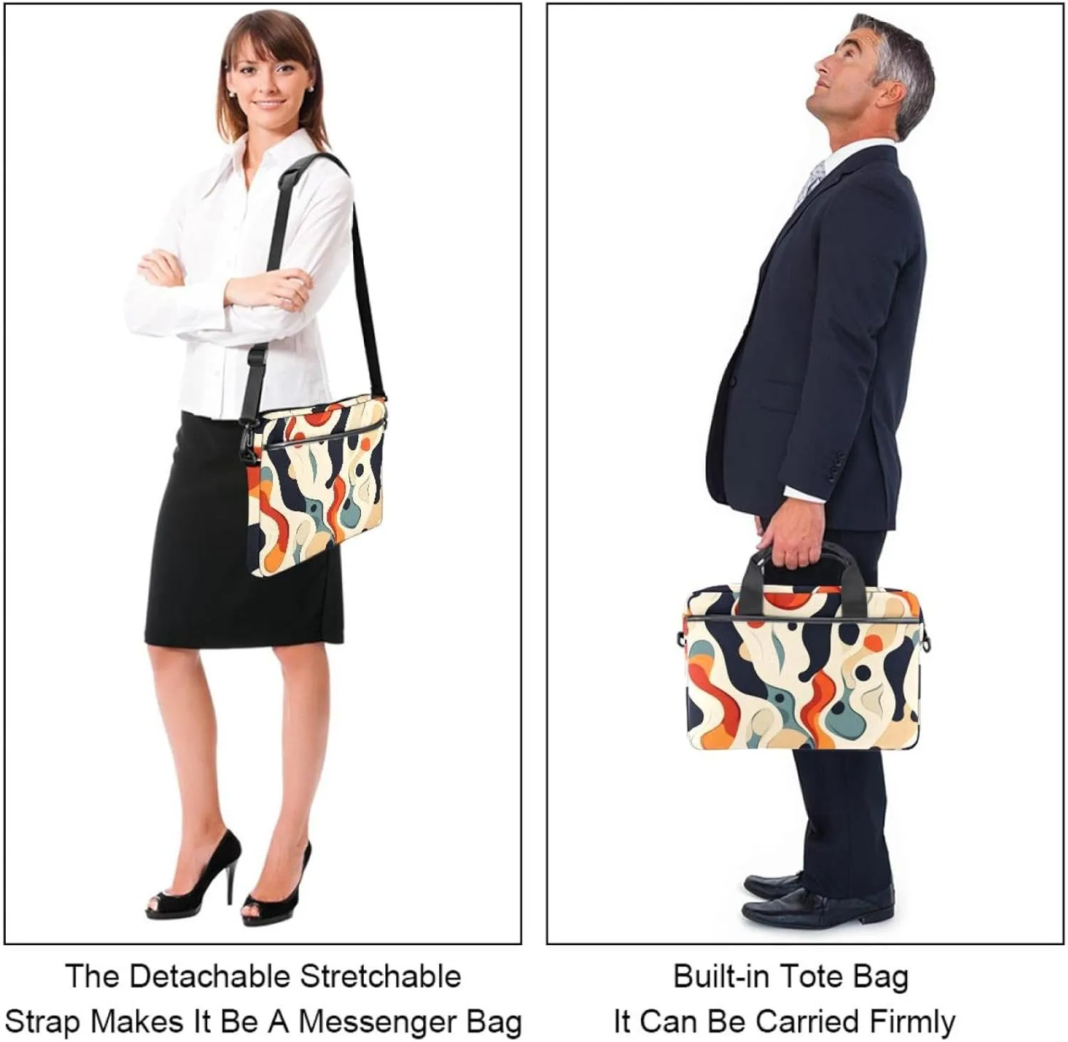 Women Laptop Bag Art Multicolor Softballs Laptop Computer Bag Work Tote Bag Shoulder Messenger Bag