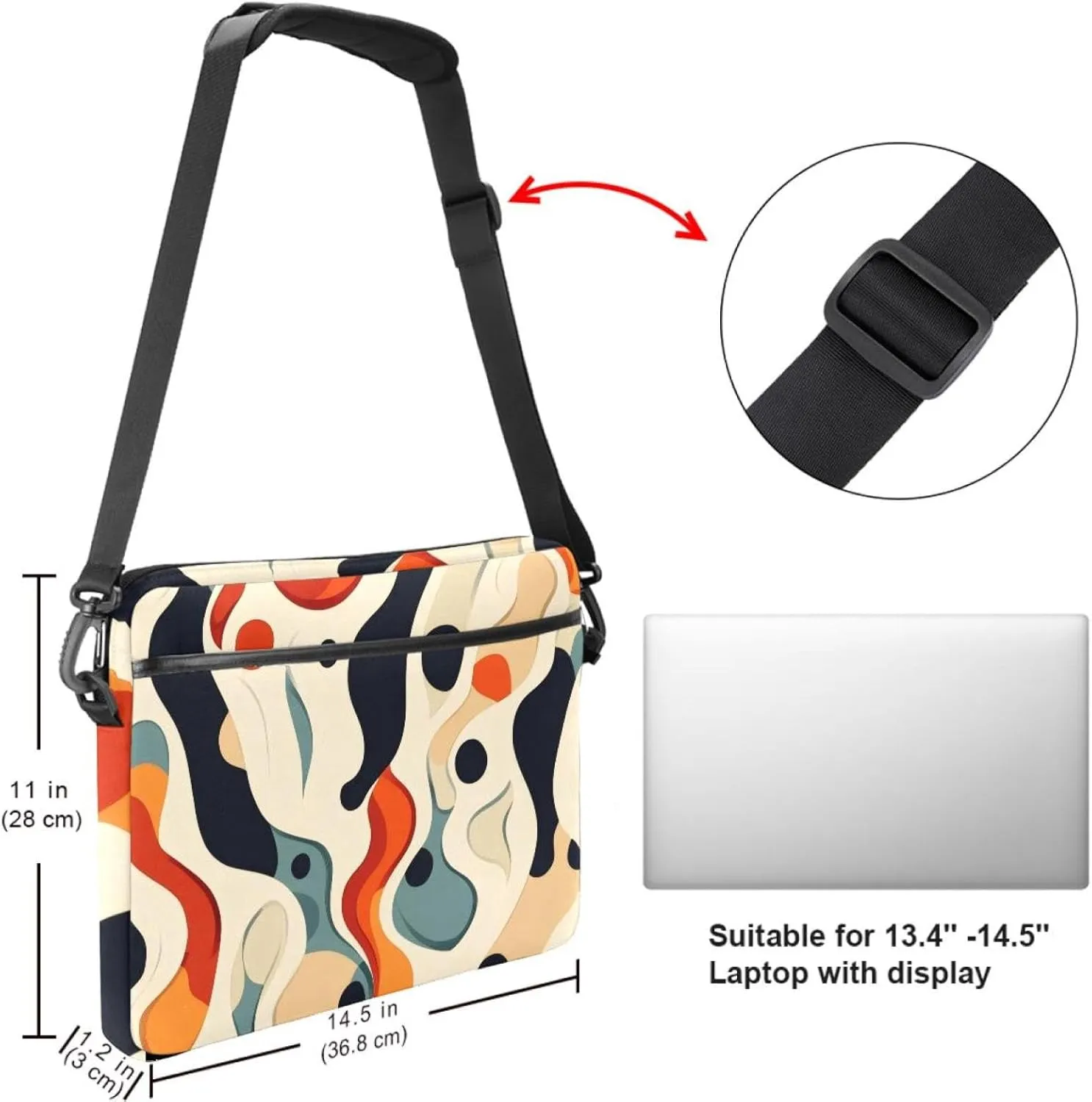 Women Laptop Bag Art Multicolor Softballs Laptop Computer Bag Work Tote Bag Shoulder Messenger Bag