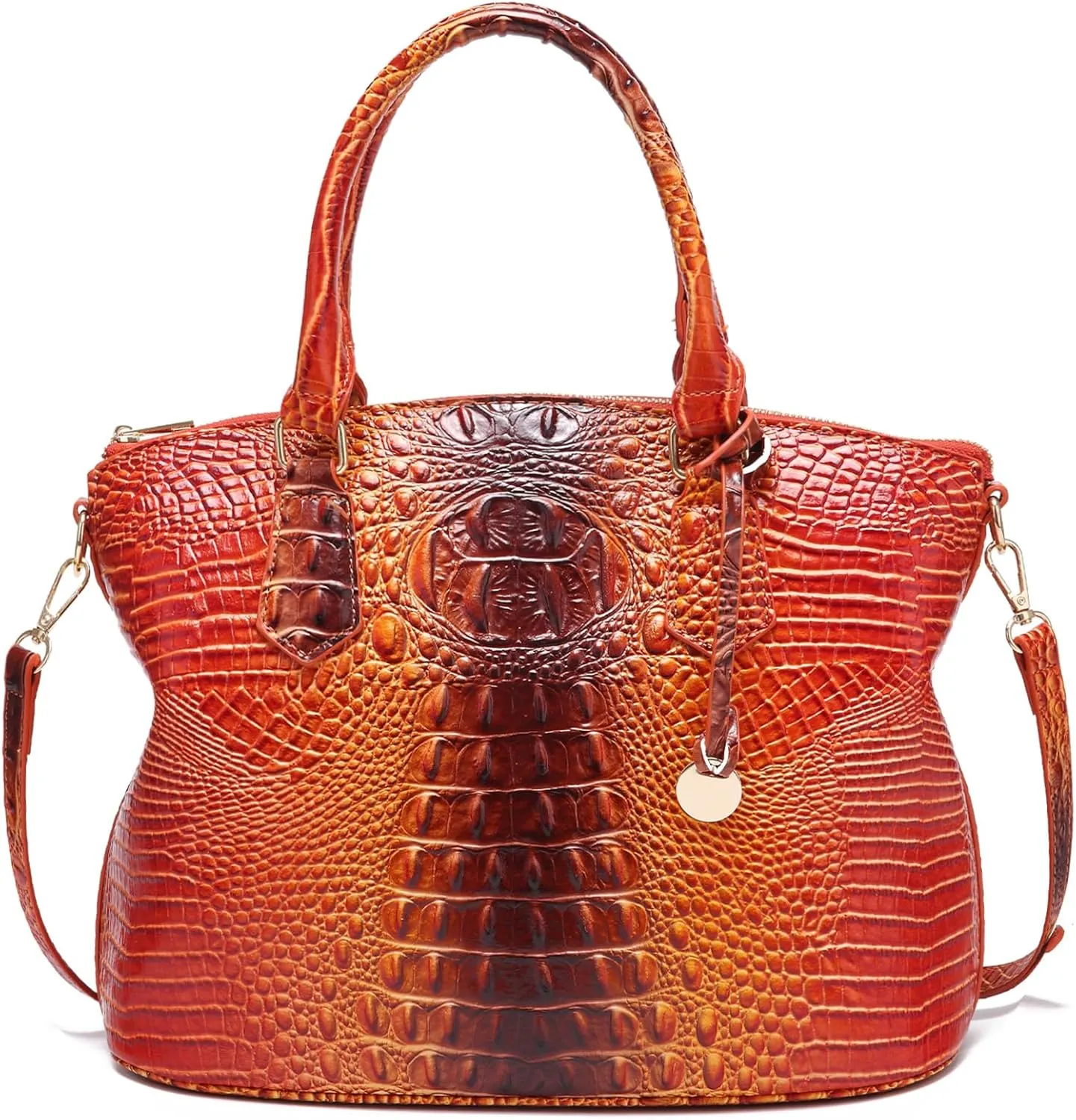 Women Purse Satchel Bag Long Crossbody Classy Tote Bag Top Handle Vegan Leather Ladies Handbags Embossed Pattern