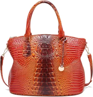 Women Purse Satchel Bag Long Crossbody Classy Tote Bag Top Handle Vegan Leather Ladies Handbags Embossed Pattern