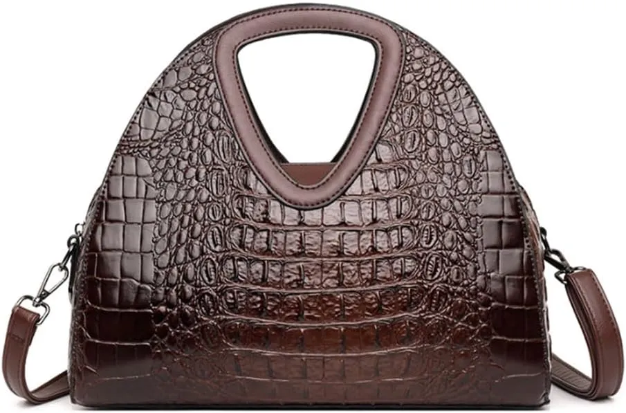 Women Top-handle Purse Satchel PU Shell Handbag Crocodile Pattern Embossing Shoulder Bag