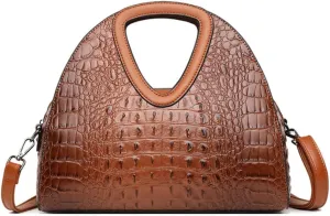 Women Top-handle Purse Satchel PU Shell Handbag Crocodile Pattern Embossing Shoulder Bag