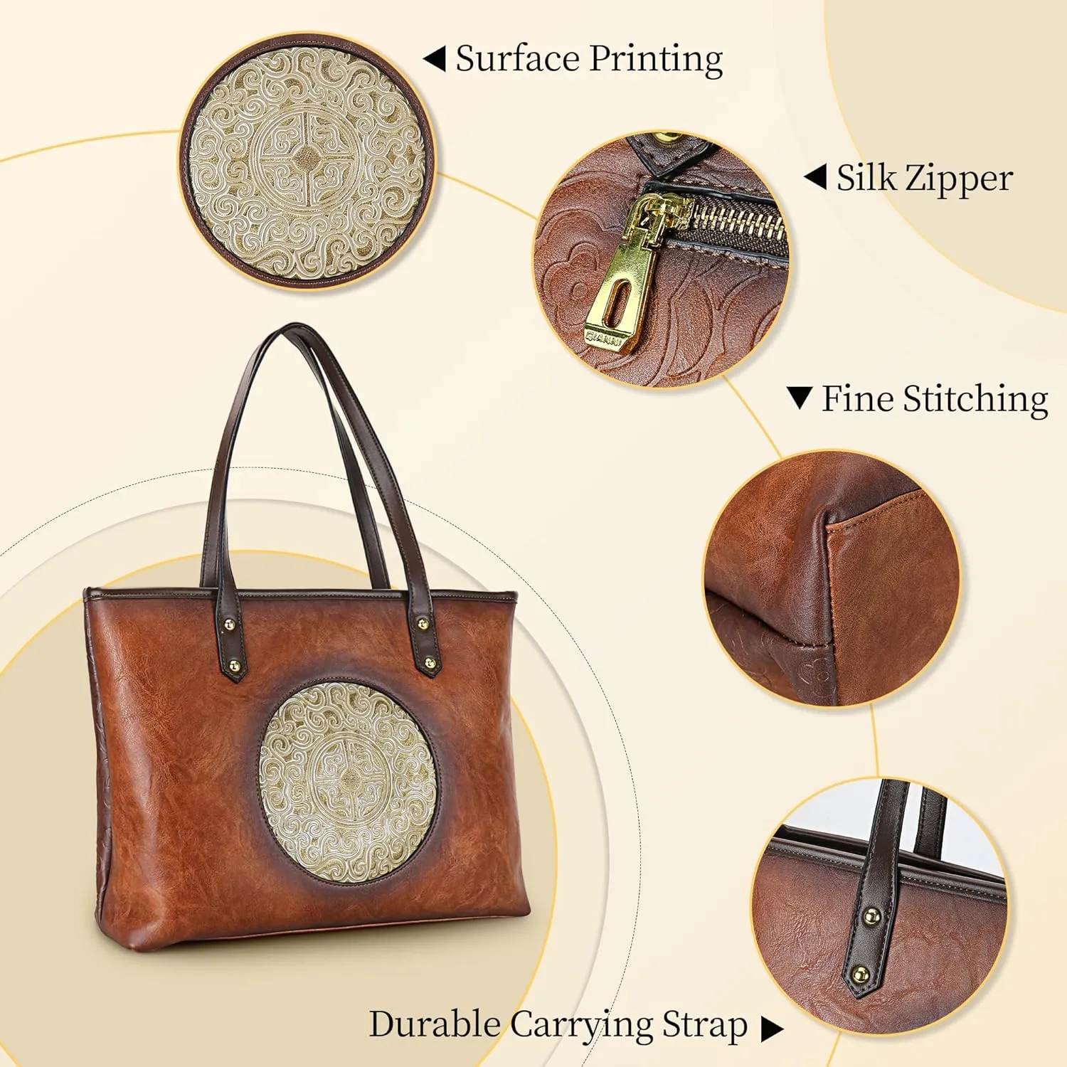 Women Tote Bags Shoulder Purse Ladies Handle Shoulder Handbags Vintage Embossed