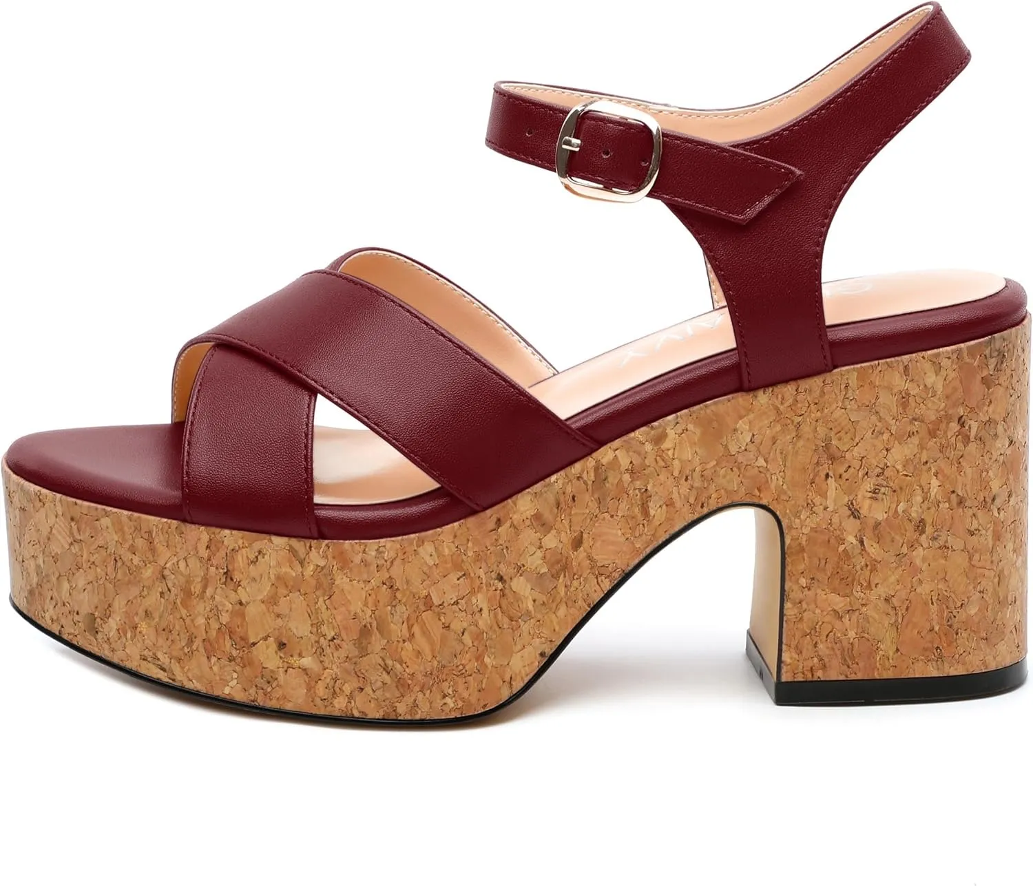Women's 3-Inch Wedge Heeled Sandals - Chunky Platform with Adjustable Ankle Strap, Round Toe Solid Color for Work, Parties & Date Nights