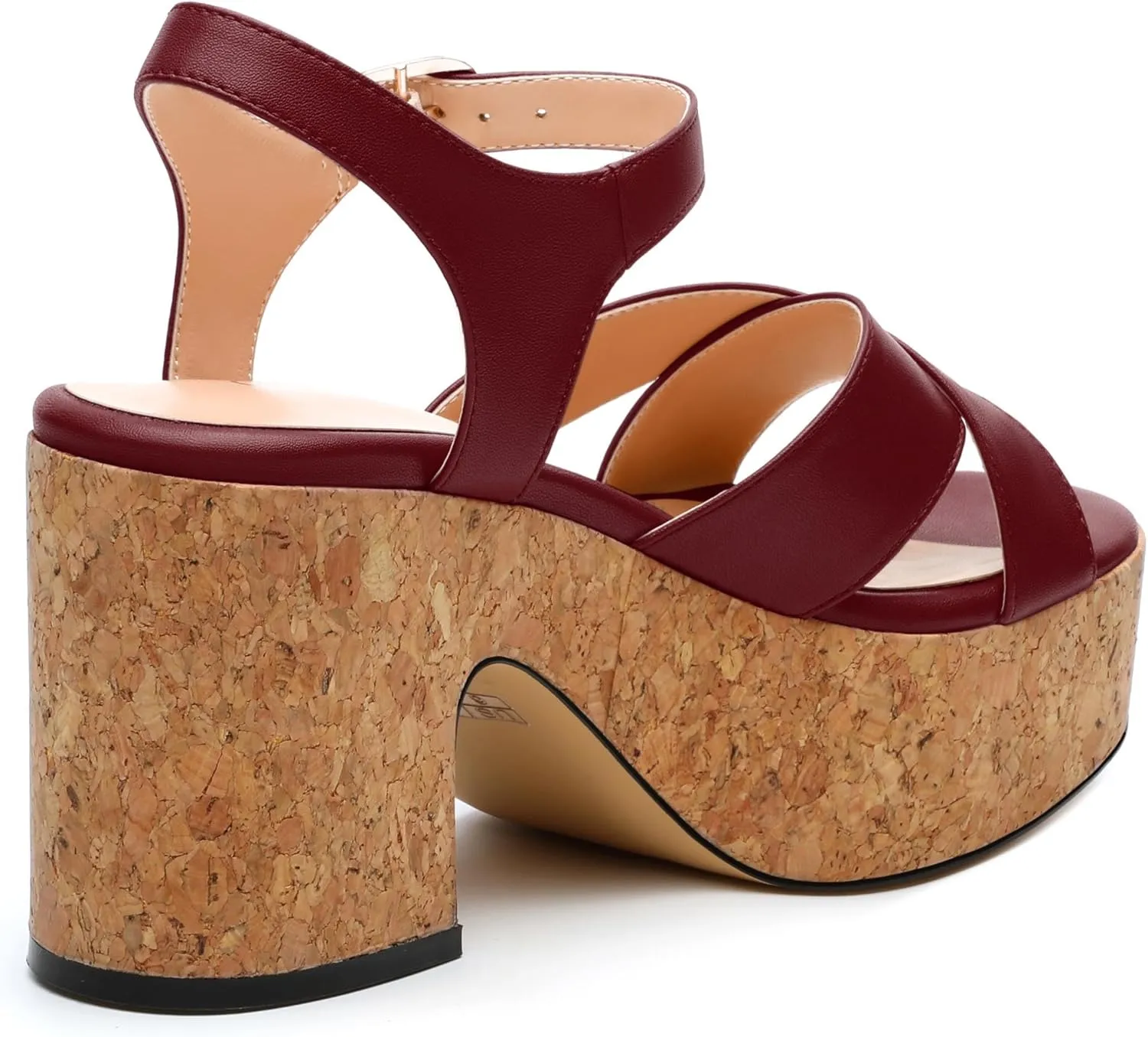 Women's 3-Inch Wedge Heeled Sandals - Chunky Platform with Adjustable Ankle Strap, Round Toe Solid Color for Work, Parties & Date Nights