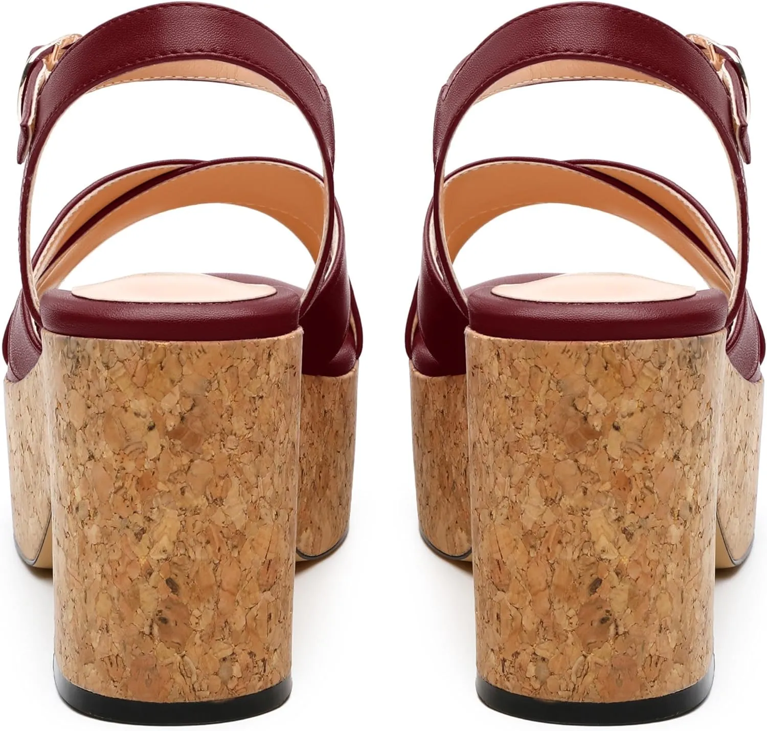 Women's 3-Inch Wedge Heeled Sandals - Chunky Platform with Adjustable Ankle Strap, Round Toe Solid Color for Work, Parties & Date Nights