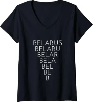 Womens Belarus Inverted Triangle Word Art - Belarusian Souvenir V-Neck T-Shirt