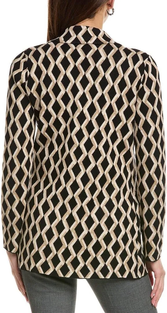 Women's Brushed Jacquard Geometric Print Blazer