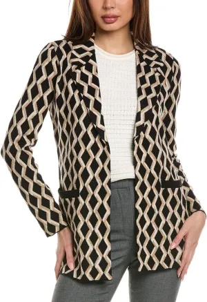 Women's Brushed Jacquard Geometric Print Blazer