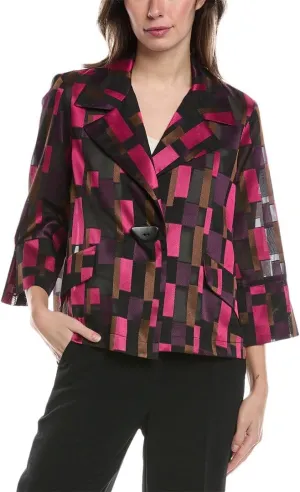Women's Geometric Organza Jacquard Swing Jacket
