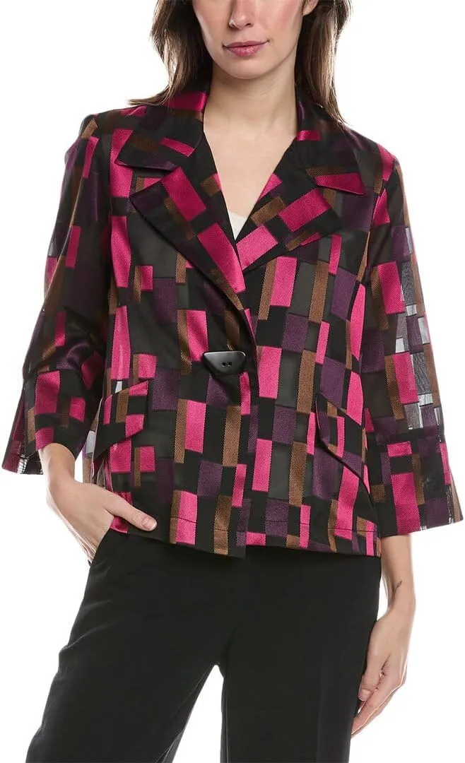 Women's Geometric Organza Jacquard Swing Jacket
