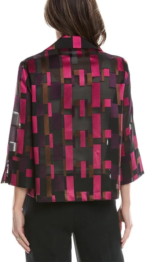 Women's Geometric Organza Jacquard Swing Jacket