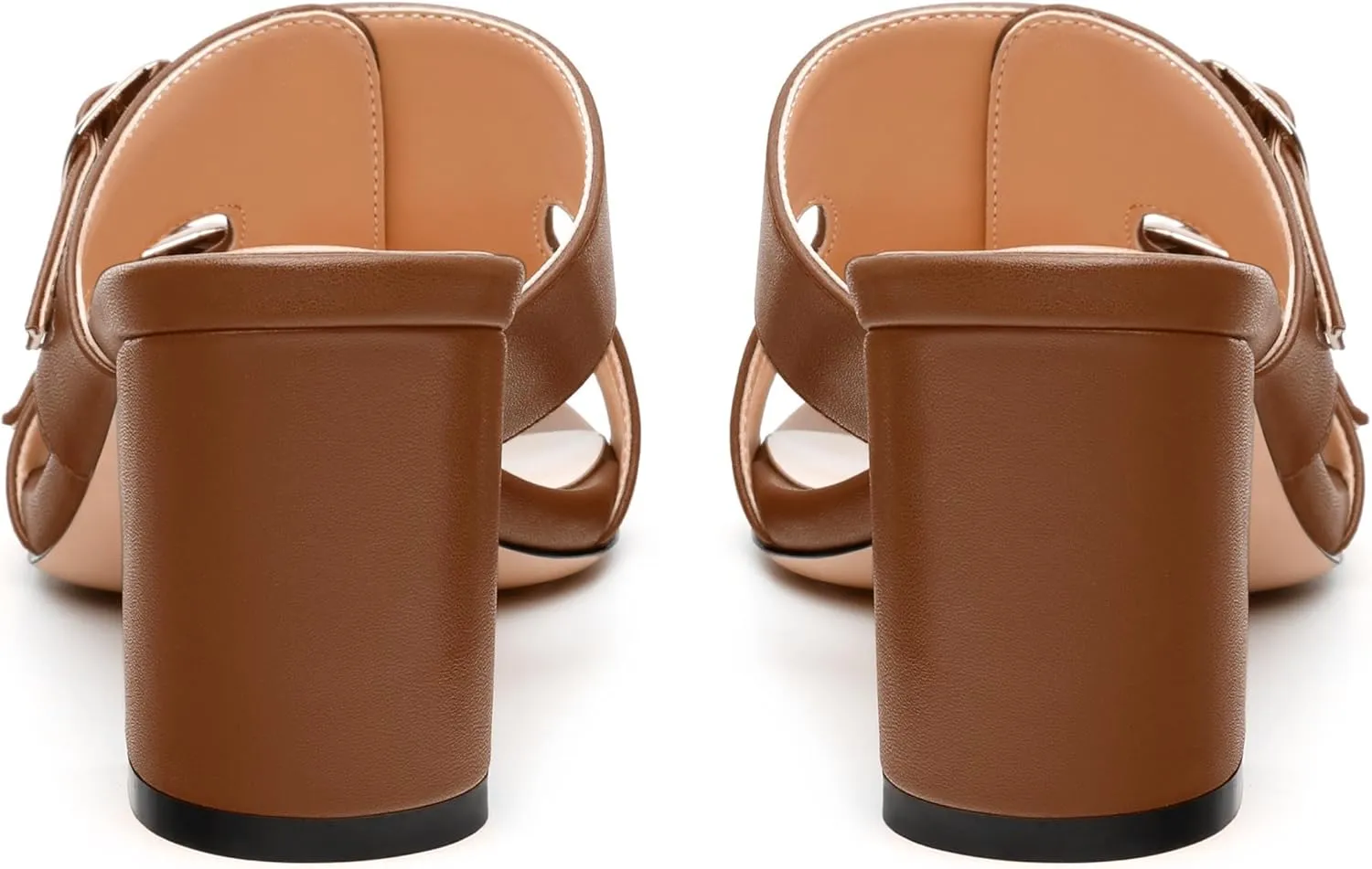 Women's Heeled Sandals, Round Open Toe Mid Chunky Heel, Buckle Fashion Slide Sandal for Wedding Party Daily Dressy