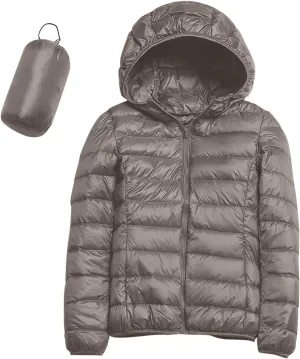 Women's Lightweight Long-Sleeve Water-Resistant Packable Hooded Puffer Jacket Winter Coat Women Down Coats Ski Jacket
