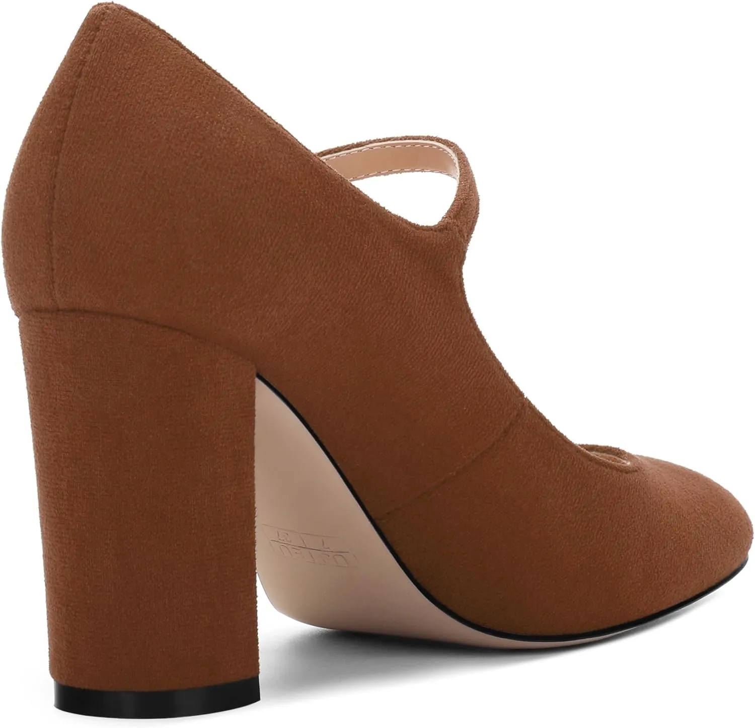 Women's Mary Jane Pumps, Womens Closed Round Toe Block Chunky High Heels Back Strap Party Dress Office High Heel Shoes 3.15 Inch