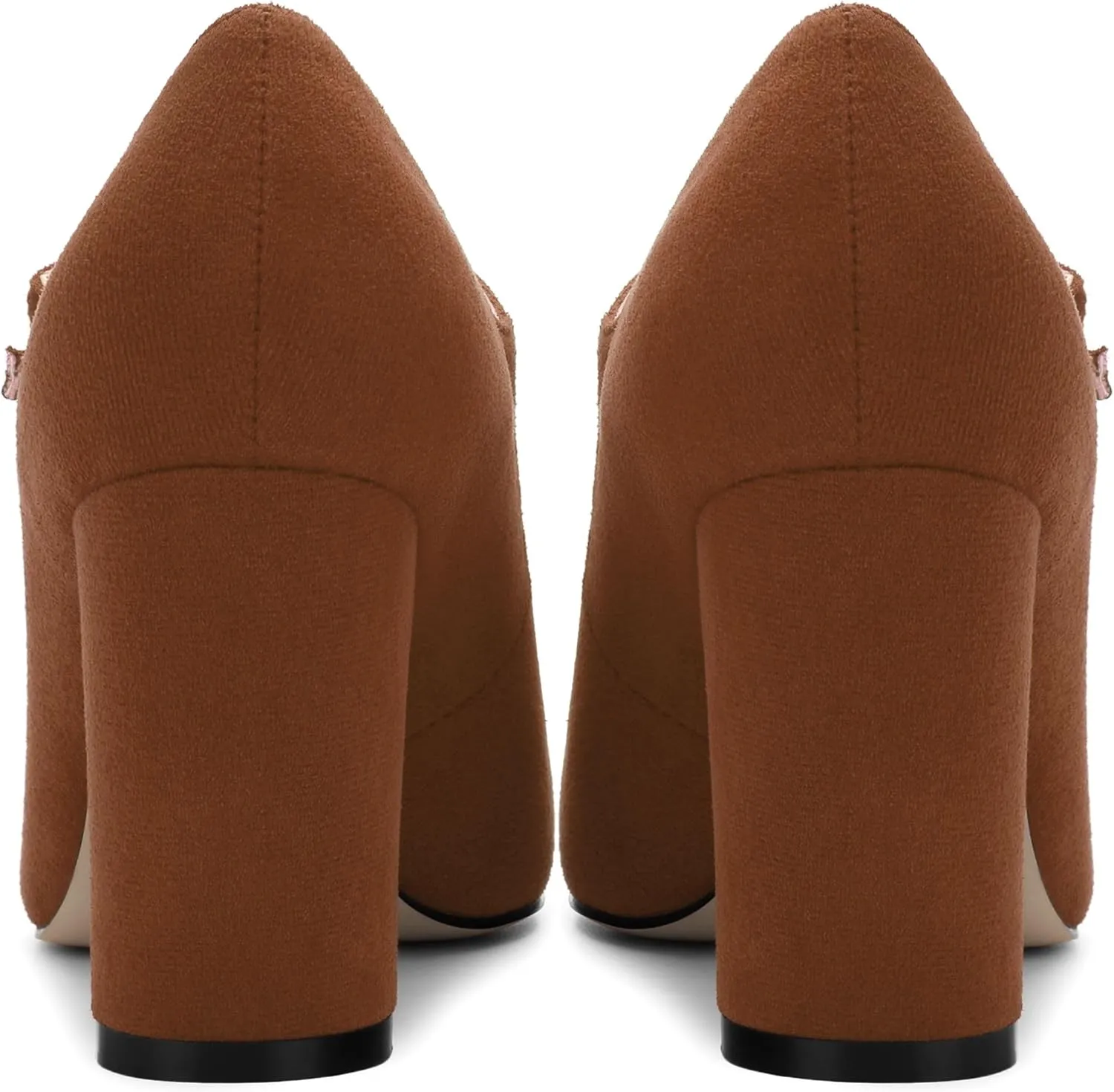 Women's Mary Jane Pumps, Womens Closed Round Toe Block Chunky High Heels Back Strap Party Dress Office High Heel Shoes 3.15 Inch