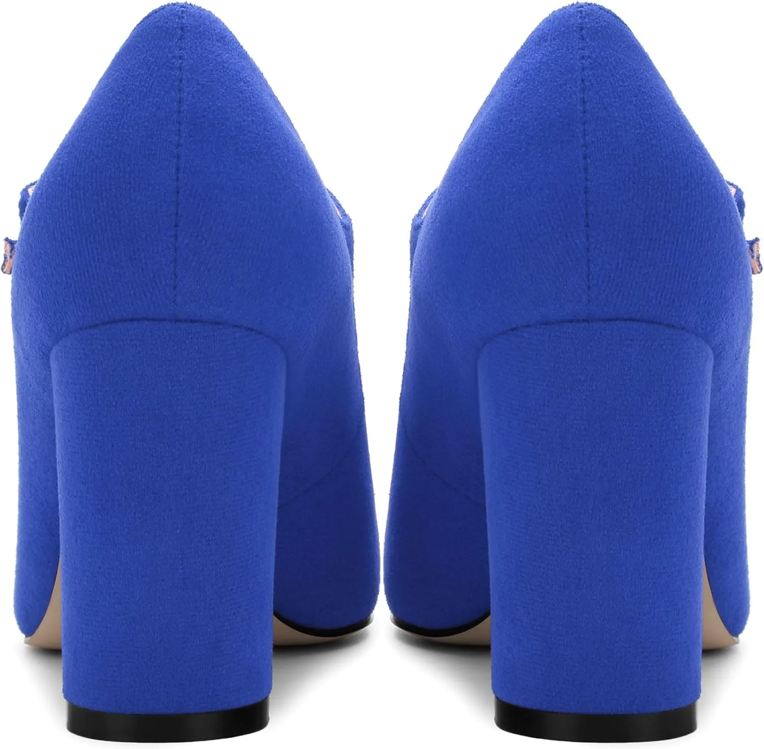 Women's Mary Jane Pumps, Womens Closed Round Toe Block Chunky High Heels Back Strap Party Dress Office High Heel Shoes 3.15 Inch
