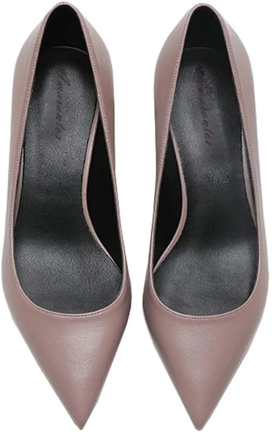 Women's Patent Leather Slip On Pointed Toe Ultra Low Kitten Heel Basic Dress Pumps Shoes