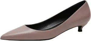 Women's Patent Leather Slip On Pointed Toe Ultra Low Kitten Heel Basic Dress Pumps Shoes