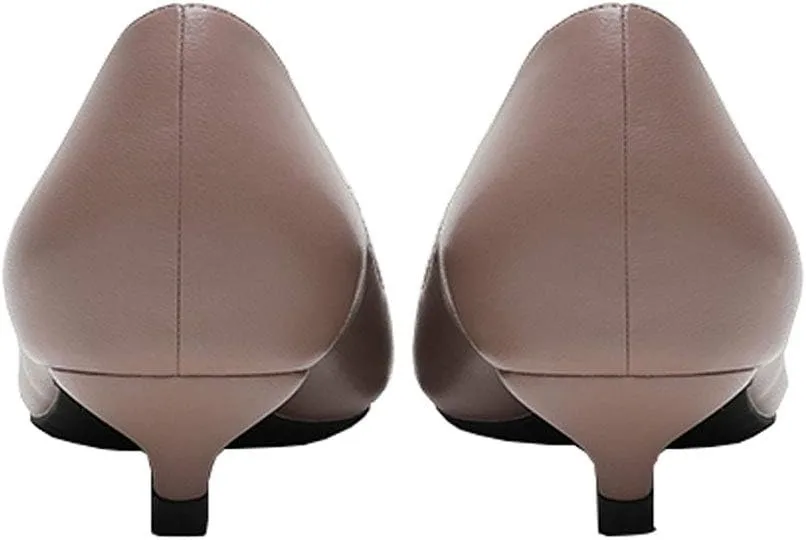 Women's Patent Leather Slip On Pointed Toe Ultra Low Kitten Heel Basic Dress Pumps Shoes