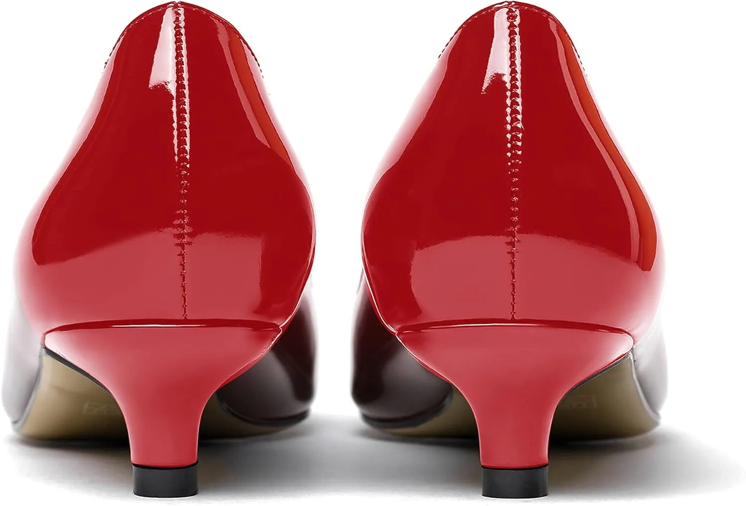 Women's Patent Leather Slip On Pointed Toe Ultra Low Kitten Heel Basic Dress Pumps Shoes