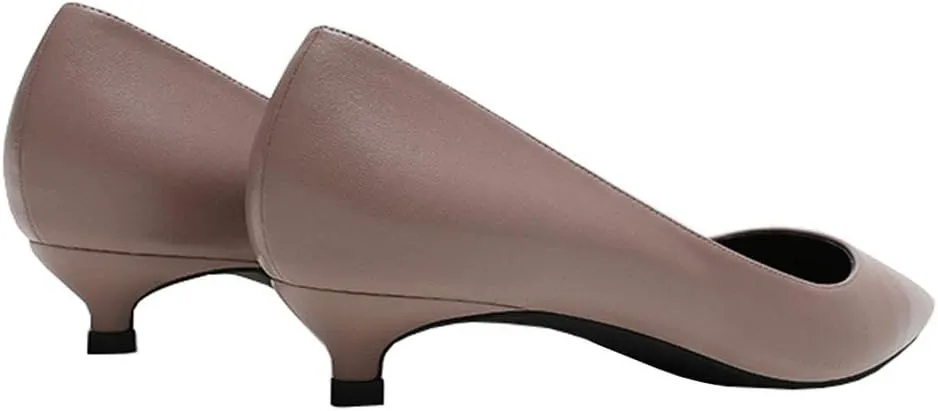 Women's Patent Leather Slip On Pointed Toe Ultra Low Kitten Heel Basic Dress Pumps Shoes