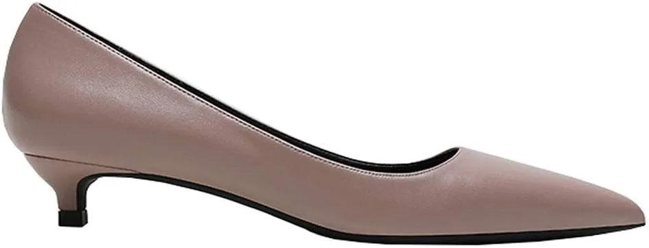 Women's Patent Leather Slip On Pointed Toe Ultra Low Kitten Heel Basic Dress Pumps Shoes