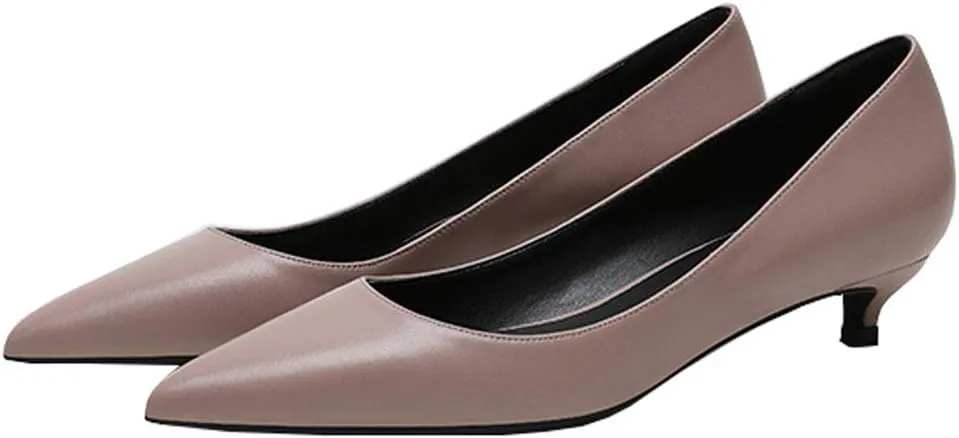 Women's Patent Leather Slip On Pointed Toe Ultra Low Kitten Heel Basic Dress Pumps Shoes
