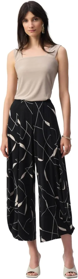Women's Silky Knit Geometric Print Culotte Pants