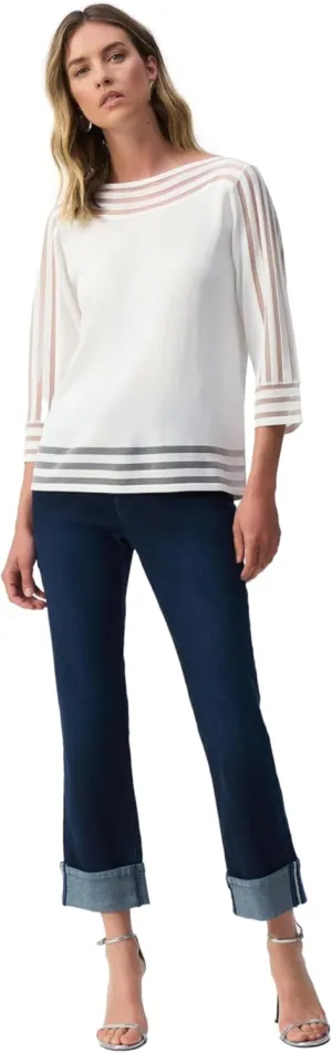 Women's Silky Knit Geometric Print Straight Top