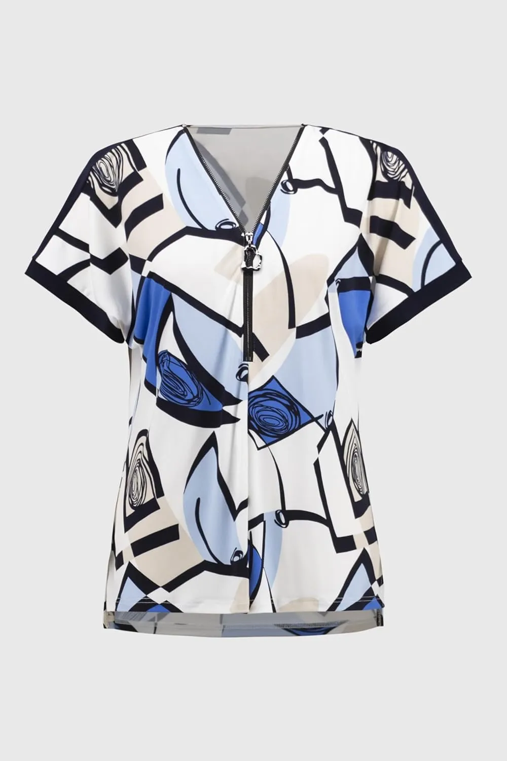 Women's Silky Knit Geometric Print Straight Top