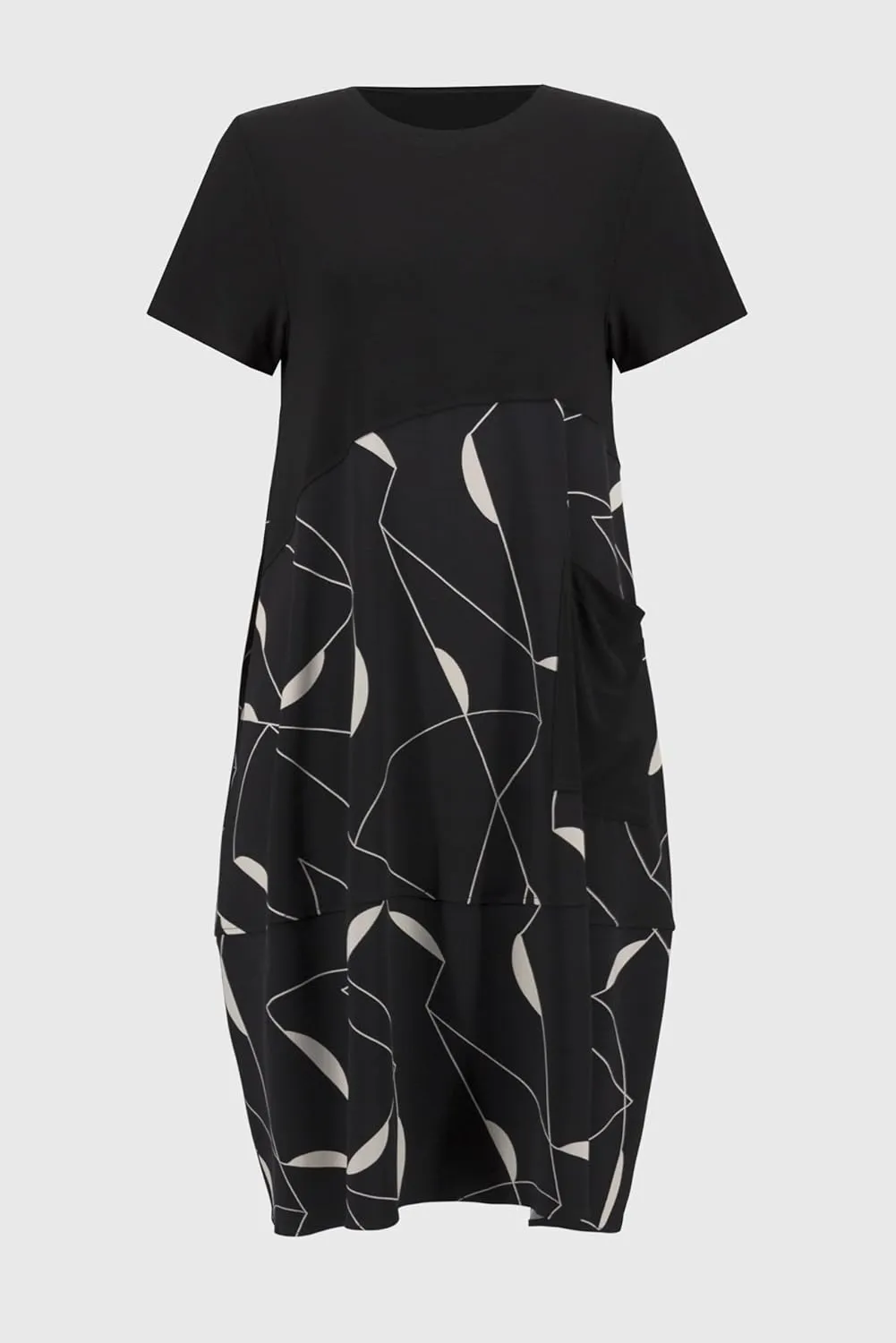 Women's Silky Knit Geometric Print Trapeze Dress