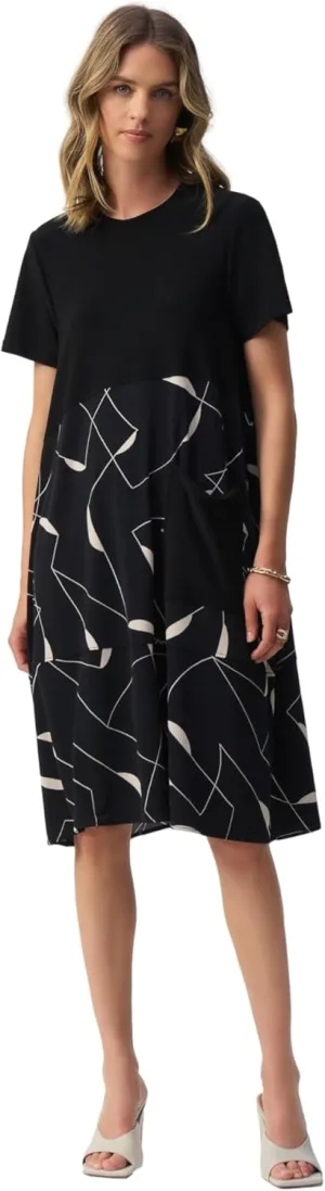 Women's Silky Knit Geometric Print Trapeze Dress