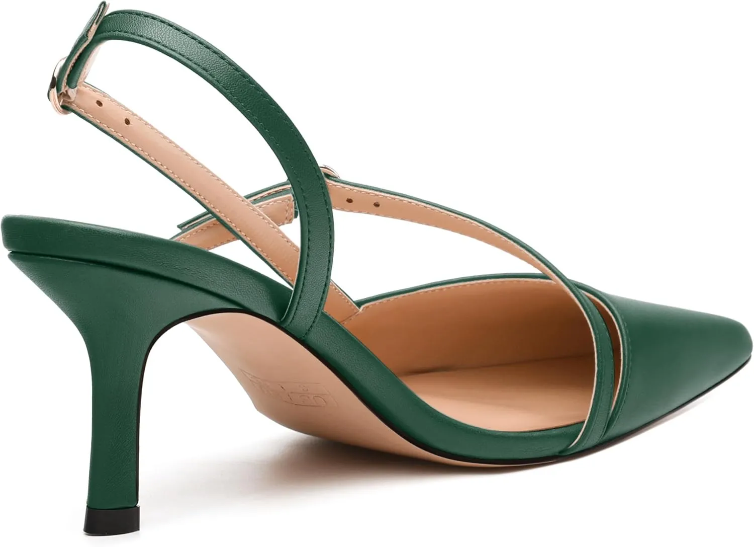 Women's Slingback Pumps, Pointed Toe Buckle Mid Heel, Fashion Solid Matte High Heel Shoes for Women