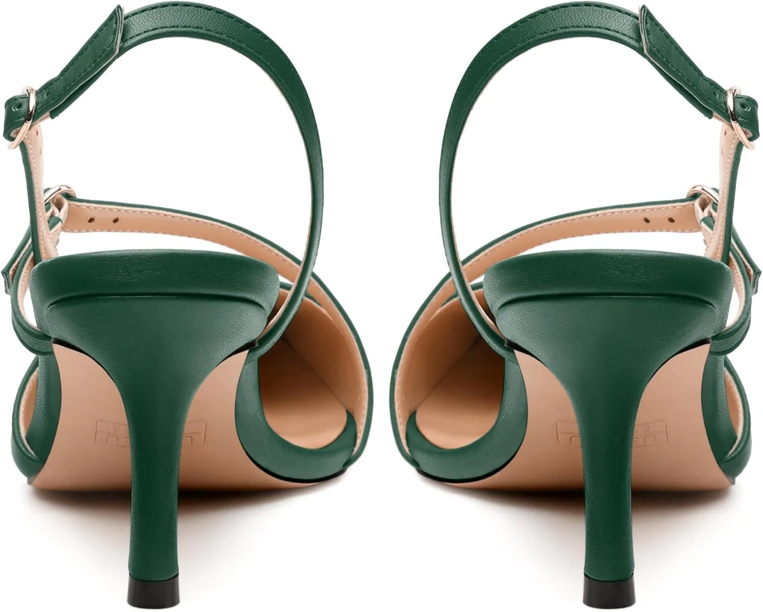 Women's Slingback Pumps, Pointed Toe Buckle Mid Heel, Fashion Solid Matte High Heel Shoes for Women