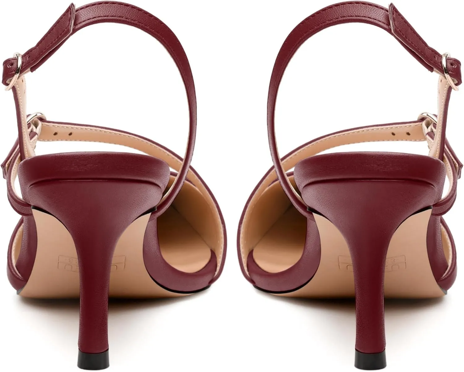 Women's Slingback Pumps, Pointed Toe Buckle Mid Heel, Fashion Solid Matte High Heel Shoes for Women