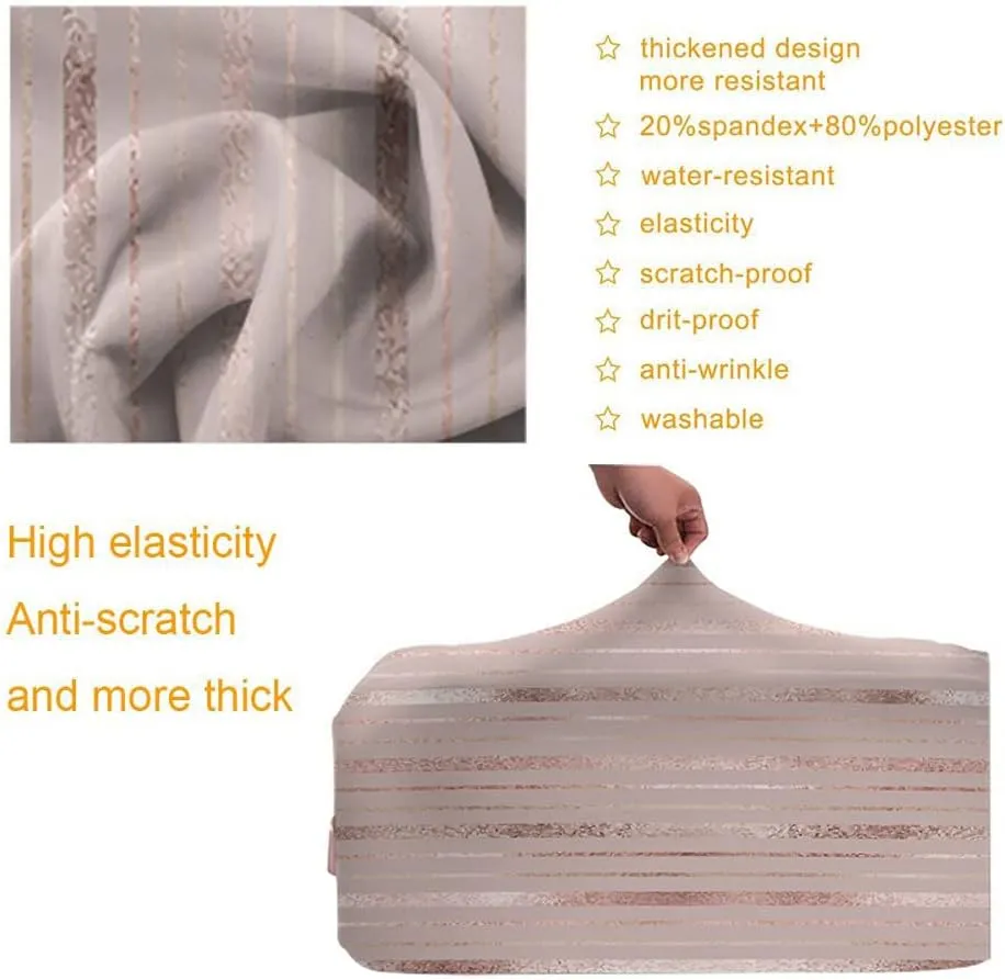 Wondertify Geometric Suitcase Cover Rose Gold Golden Vertical Stripes Travel Elastic Protective Washable Suitcase Protector Fits 25 To 28 Inch Pink