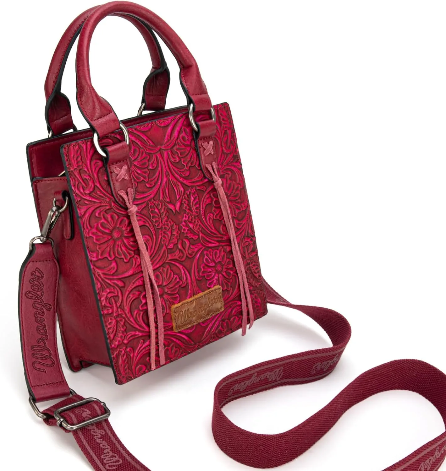 Wrangler Small Crossbody Bag for Women Tooling Top Handle Handbags and Mini Tote Bag