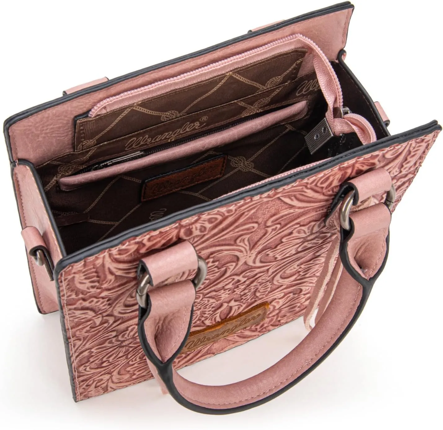 Wrangler Small Crossbody Bag for Women Tooling Top Handle Handbags and Mini Tote Bag