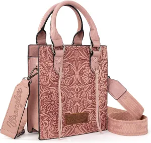 Wrangler Small Crossbody Bag for Women Tooling Top Handle Handbags and Mini Tote Bag