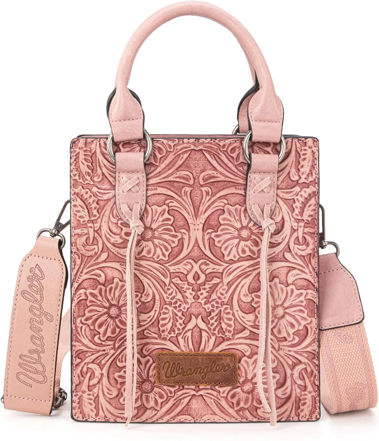 Wrangler Small Crossbody Bag for Women Tooling Top Handle Handbags and Mini Tote Bag