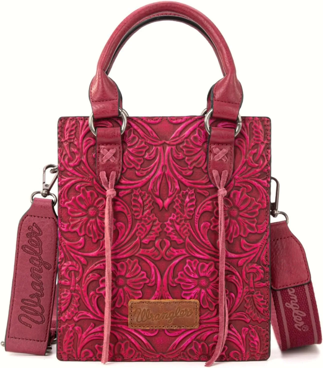 Wrangler Small Crossbody Bag for Women Tooling Top Handle Handbags and Mini Tote Bag