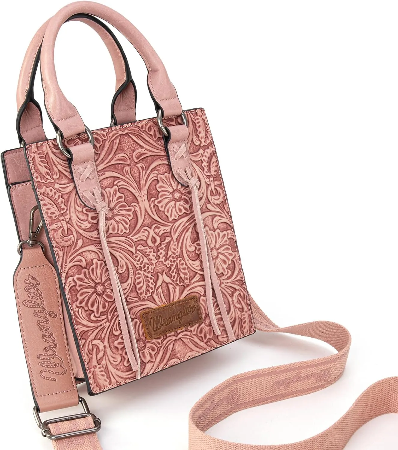 Wrangler Small Crossbody Bag for Women Tooling Top Handle Handbags and Mini Tote Bag
