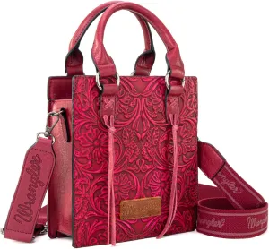 Wrangler Small Crossbody Bag for Women Tooling Top Handle Handbags and Mini Tote Bag