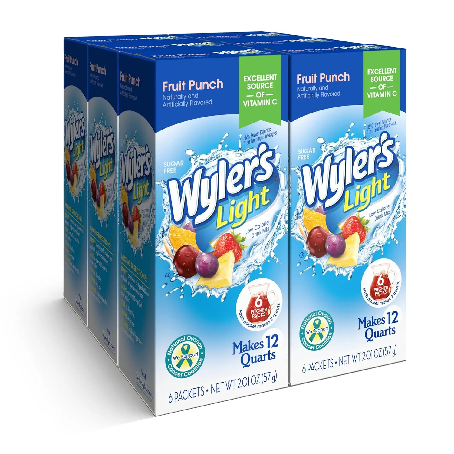 Wyler's Light Pitcher Packs, Water Drink Mix, Fruit Punch, 6 Boxes (36 Pitcher Packets)