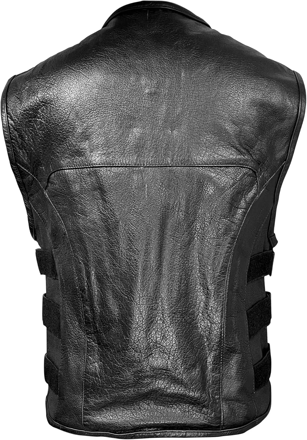 Xelement B95085 Black Leather Motorcycle Vest for Men - Advanced Triple Adjustable Sides Strap