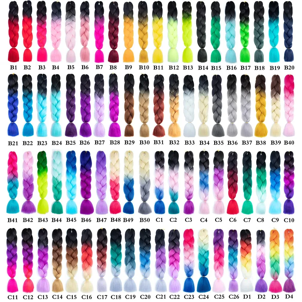 Xiaofeng Braiding Hair Extensions for Women 6 Packs 100g/Pack 24Inch High Temperature Ombre Jumbo Synthetic Braiding Hair for Twist Crochet Braids (24 Inch, black-dark blue-silver gray)